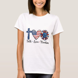 Camiseta 4th of July Faith Love Freedom