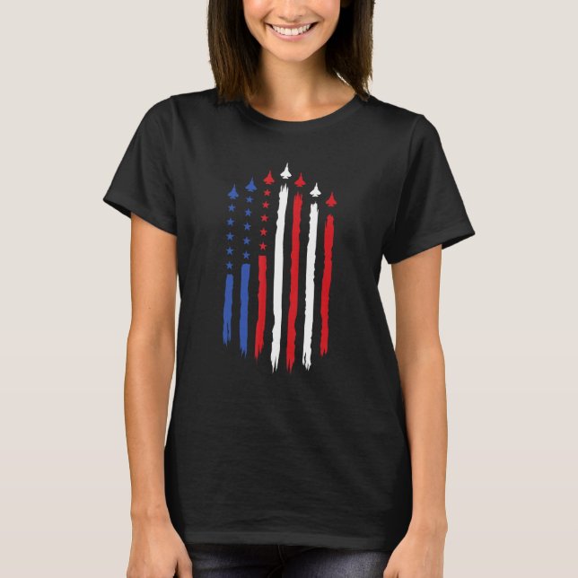 Camiseta 4th of July Fighter Jets with USA American Flag Ce (Frente)