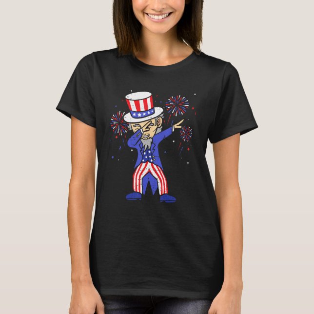 Camiseta 4th Of July  For Kids  Dabbing Uncle Sam Boys Men (Frente)