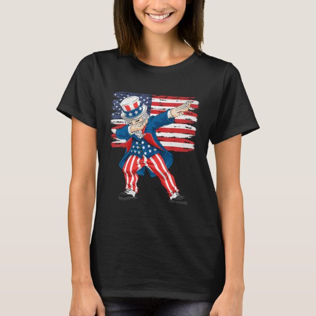 Camiseta 4th Of July  For Kids  Dabbing Uncle Sam Boys Men (Frente)