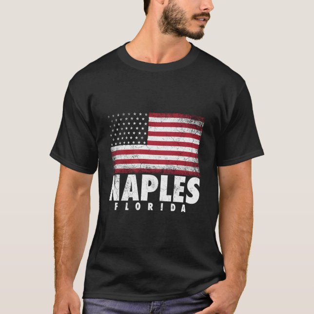 Camiseta 4Th Of July For Naples Florida American Flag (Frente)