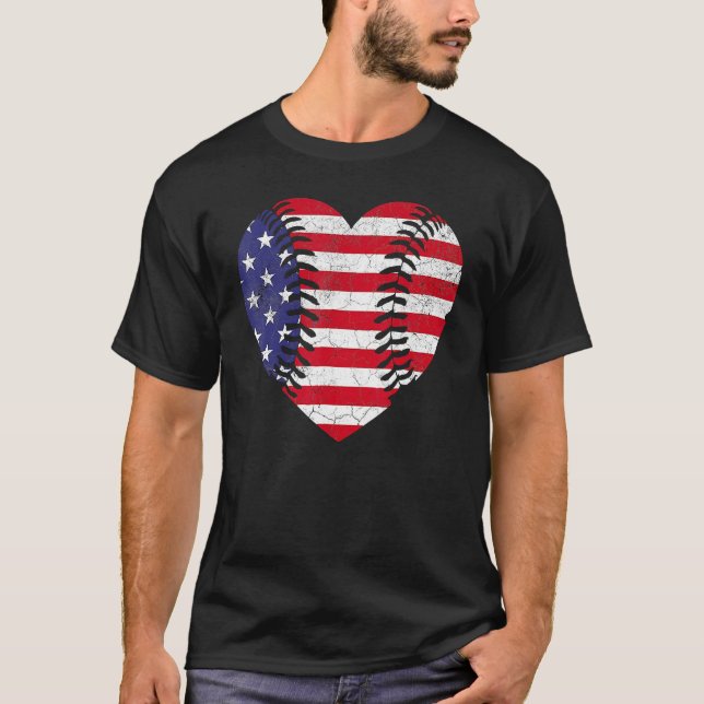 Camiseta 4th Of July   For Women American Flag Baseball Hea (Frente)