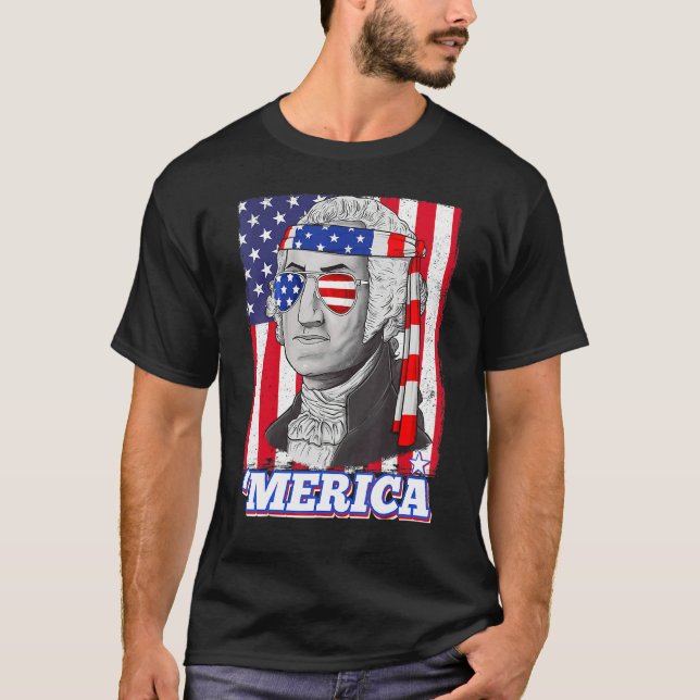 Camiseta 4th Of July George Washington Patriotic Merica Fla (Frente)