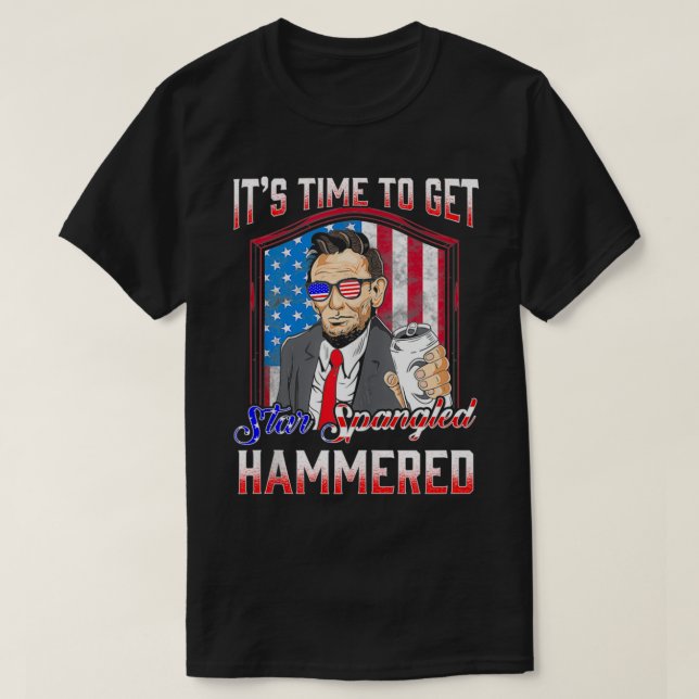 Camiseta 4th of July Get Star Spangled Hammered Drinkin lik (Frente do Design)
