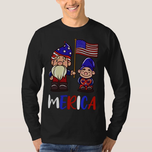 Camiseta 4th of july gnomes   american usa patriotic Merica (Frente)