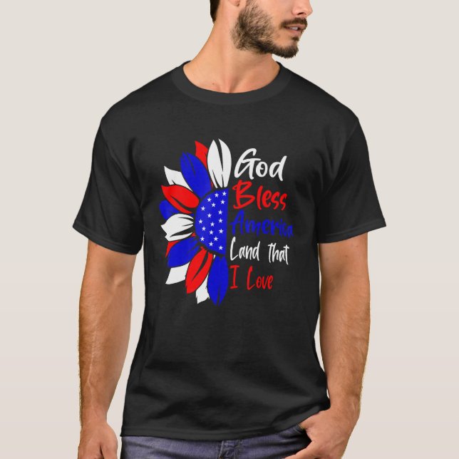 Camiseta 4th Of July God Bless America Land That I Love Sun (Frente)