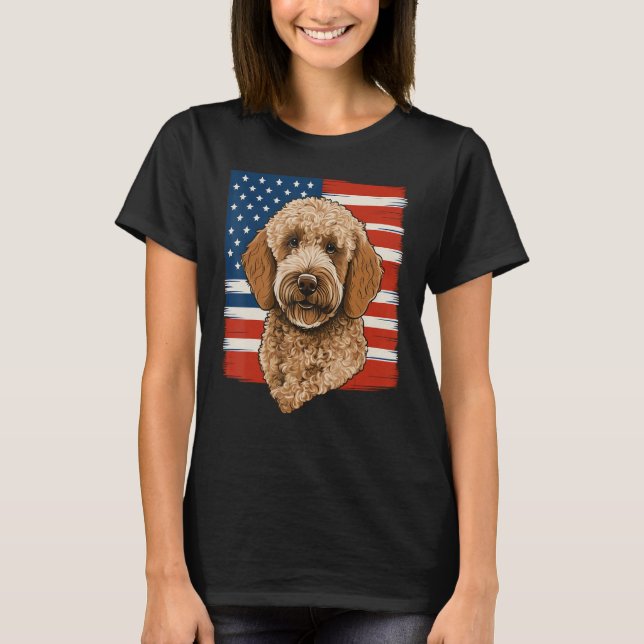 Camiseta 4th Of July Goldendoodle on Patriotic American Gol (Frente)