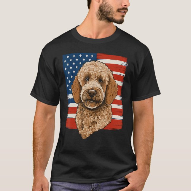 Camiseta 4th Of July Goldendoodle on Patriotic American Gol (Frente)