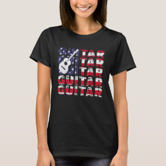 Camiseta 4th Of July Guitar American Flag Vintage Guitarist