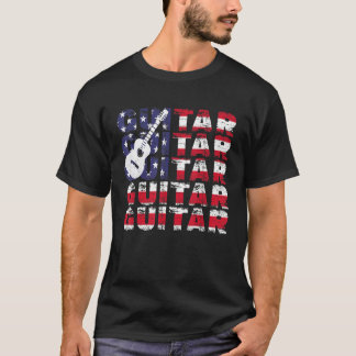 Camiseta 4th Of July Guitar American Flag Vintage Guitarist