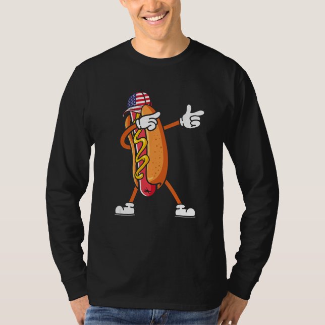 Camiseta 4th of July Hot Dog Dabbing Hot Dog Wiener Dab (Frente)