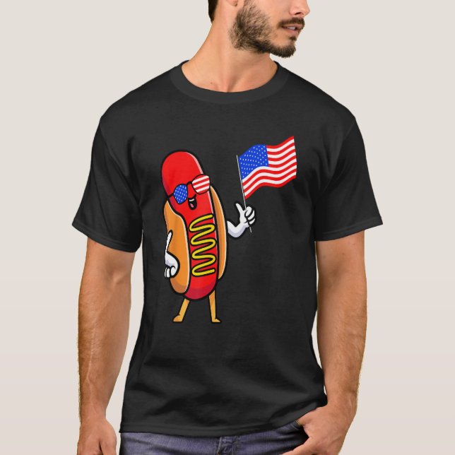 Camiseta 4th of July Hot Dog Hotdog 4th of July  Boys Men W (Frente)
