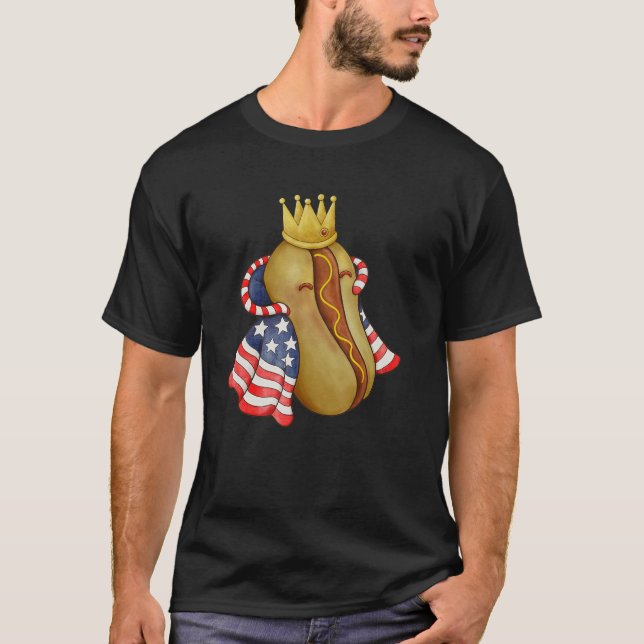 Camiseta 4th of July Hotdog Sunglasses America Flag Indepen (Frente)