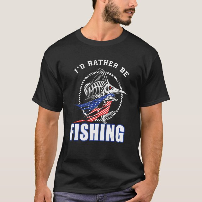 Camiseta 4th of July I d Rather Be Fishing 2 (Frente)