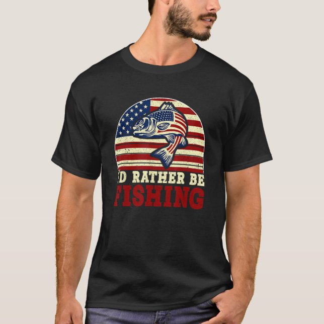 Camiseta 4th of July I d Rather Be Fishing 5 (Frente)