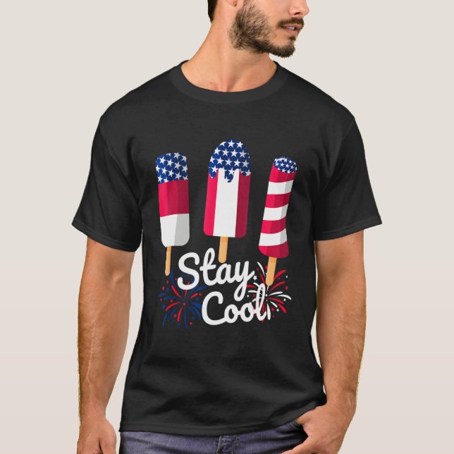 Camiseta 4th Of July Ice Pops Red White Blue American Flag  (Frente)