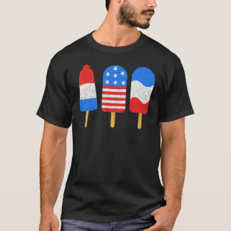 Camiseta 4th Of July Ice Pops Red White Blue American Flag 