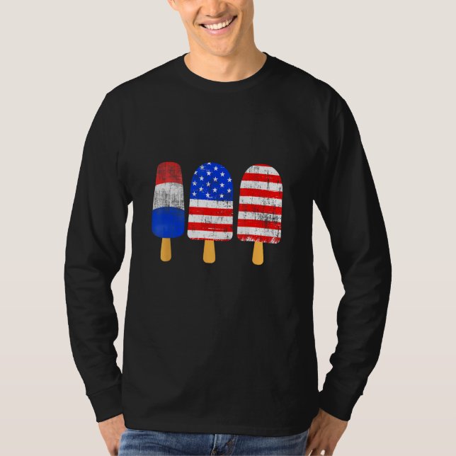Camiseta 4th Of July Ice Pops Red White Blue American Flag  (Frente)