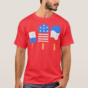 Camiseta 4th Of July Ice Pops Red White Blue American Flag