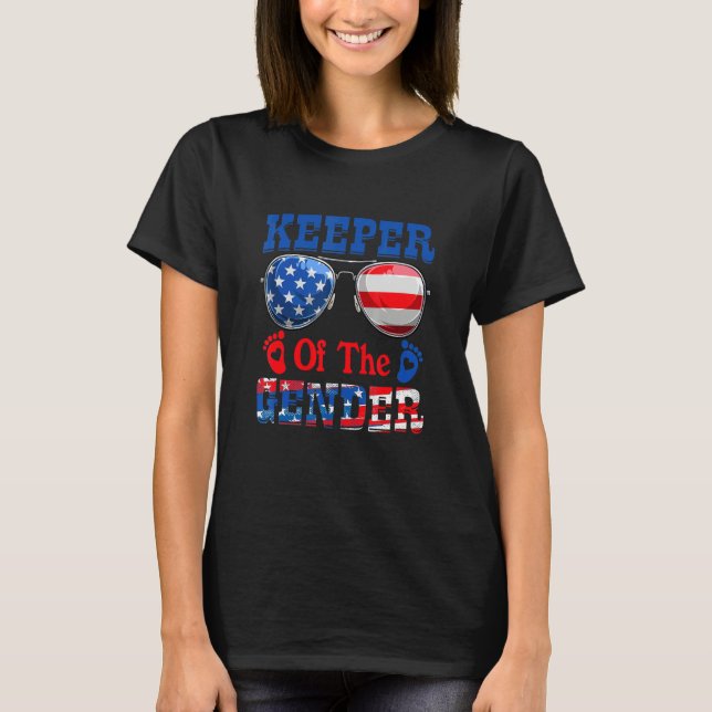 Camiseta 4th Of July Keeper Of The Gender Baby Gender Revea (Frente)