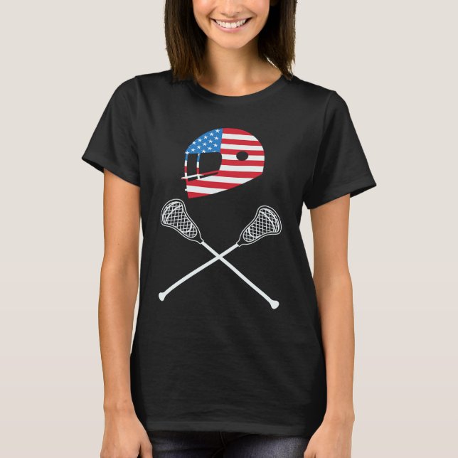 Camiseta 4th Of July Lacrosse American Flag Patriotic (Frente)