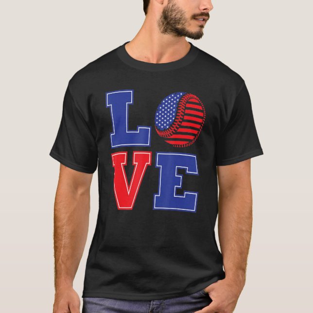 Camiseta 4th of July Love Baseball (Frente)