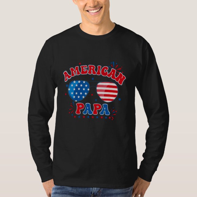 Camiseta 4th Of July  Men Papa Kid American Dad Patriotic F (Frente)