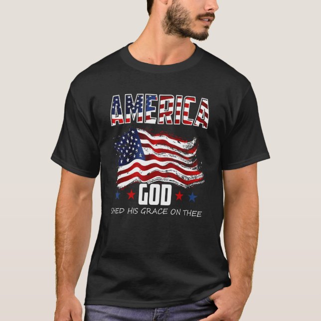 Camiseta 4th of July Men Women America God Shed His Grace o (Frente)