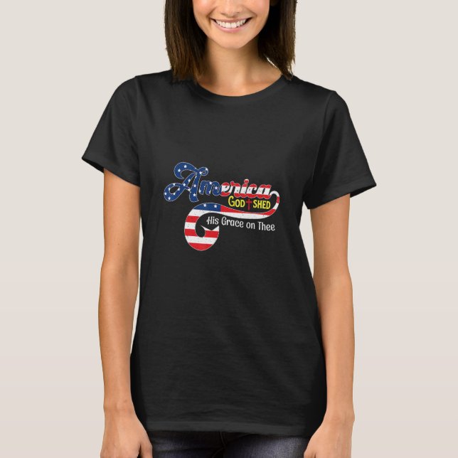 Camiseta 4th of July Men Women America God Shed His Grace o (Frente)