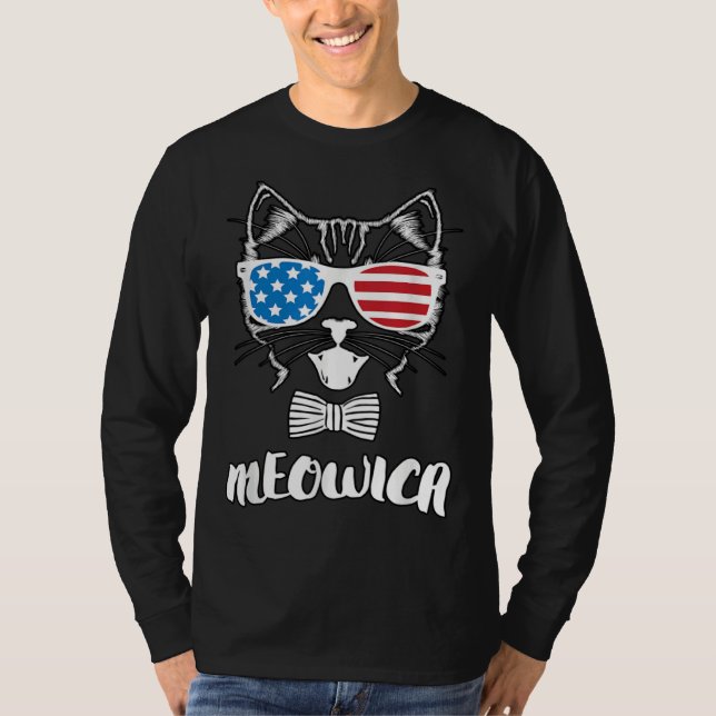 Camiseta 4th of July Meowica Kitty Cat Plus Size Graphic (Frente)