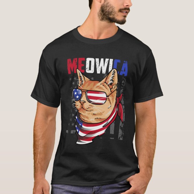 Camiseta 4th of July Meowica Patriotic   For Cat (Frente)