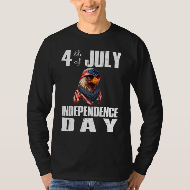 Camiseta 4th Of July Merica Bald Eagle USA Flag Independenc (Frente)