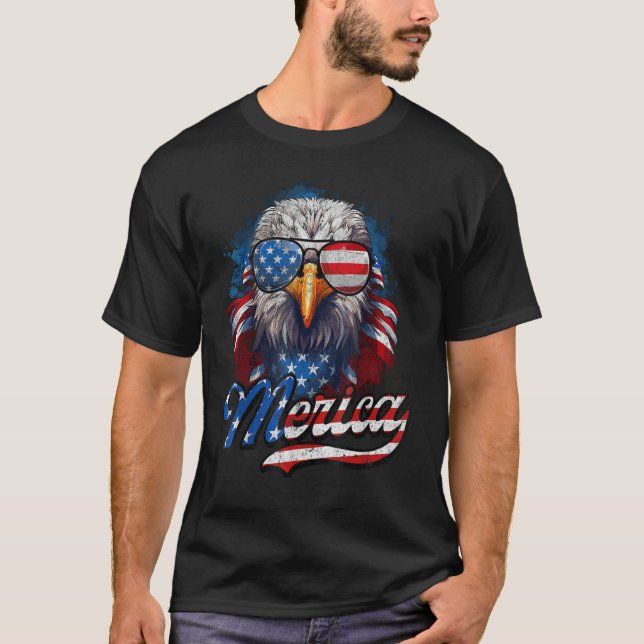 Camiseta 4th of July Merica Eagle USA Flag American Indepen (Frente)