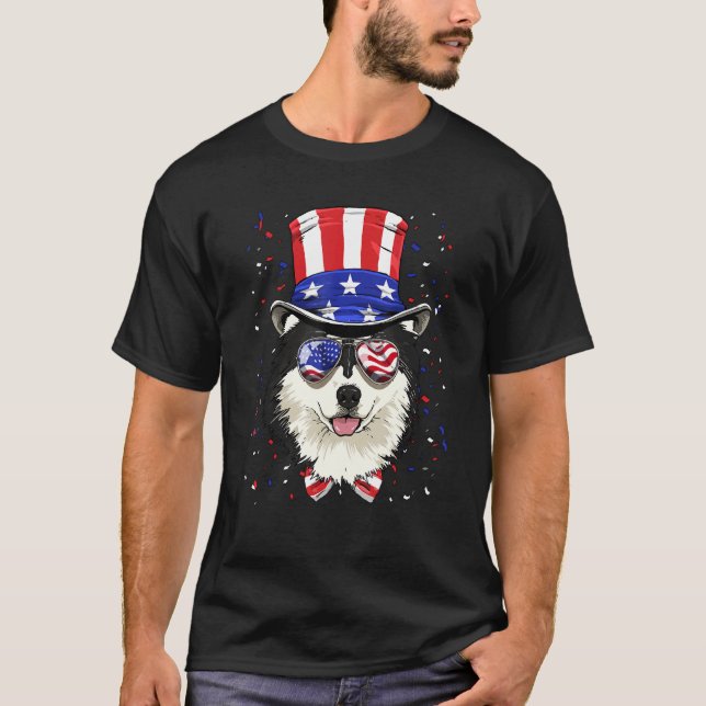 Camiseta 4th of July Patriotic Alaskan Malamute American US (Frente)