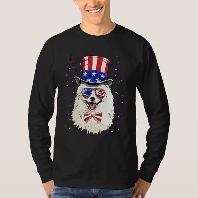 Camiseta 4th of July Patriotic American Eskimo Merica USA F (Frente)