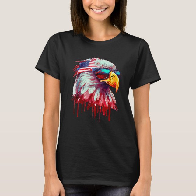 Camiseta 4th Of July Patriotic Bald Eagle Cool Sunglasses (Frente)