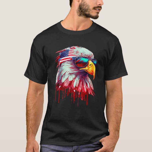 Camiseta 4th Of July Patriotic Bald Eagle Cool Sunglasses (Frente)
