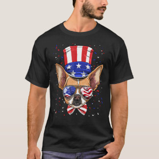 Camiseta 4th of July Patriotic Chihuahua American USA Flag 