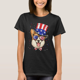 Camiseta 4th of July Patriotic Corgi American USA Flag Corg
