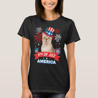 Camiseta 4th Of July Patriotic Day Singapura Cat Independen