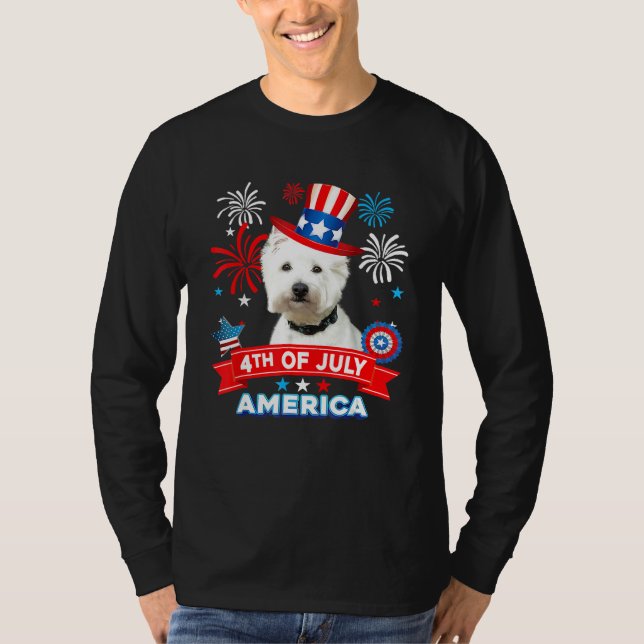 Camiseta 4th Of July Patriotic Day Westie Dog Independence  (Frente)