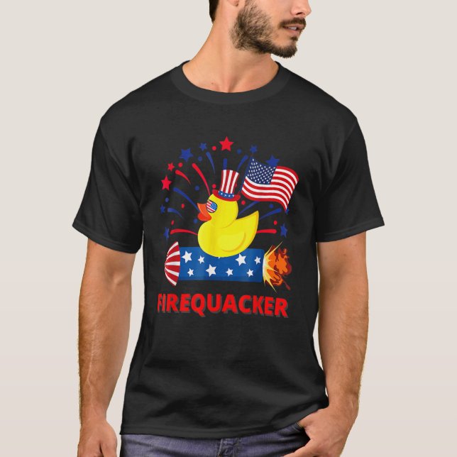 Camiseta 4th Of July Patriotic Firecracker Rubber Duck Fire (Frente)