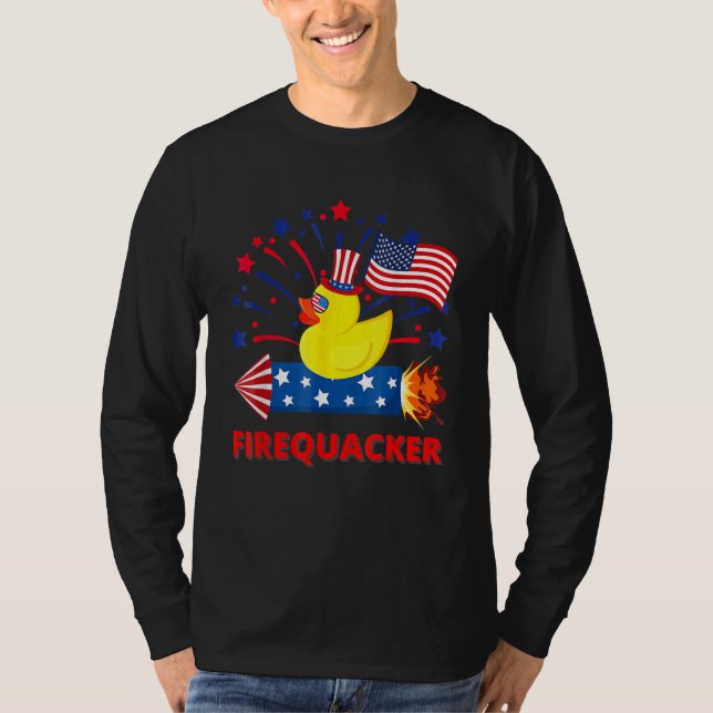 Camiseta 4th Of July Patriotic Firecracker Rubber Duck Fire (Frente)