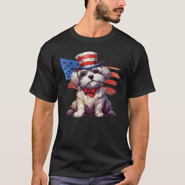 Camiseta 4th Of July Patriotic Glen Of Imaal Terrier Dog (Frente)