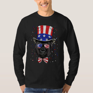 Camiseta 4th of July Patriotic Gorilla Wearing USA Flag Sun
