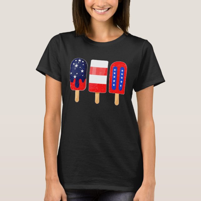 Camiseta 4th of July Popsicle American Flag Patriotic Summe (Frente)