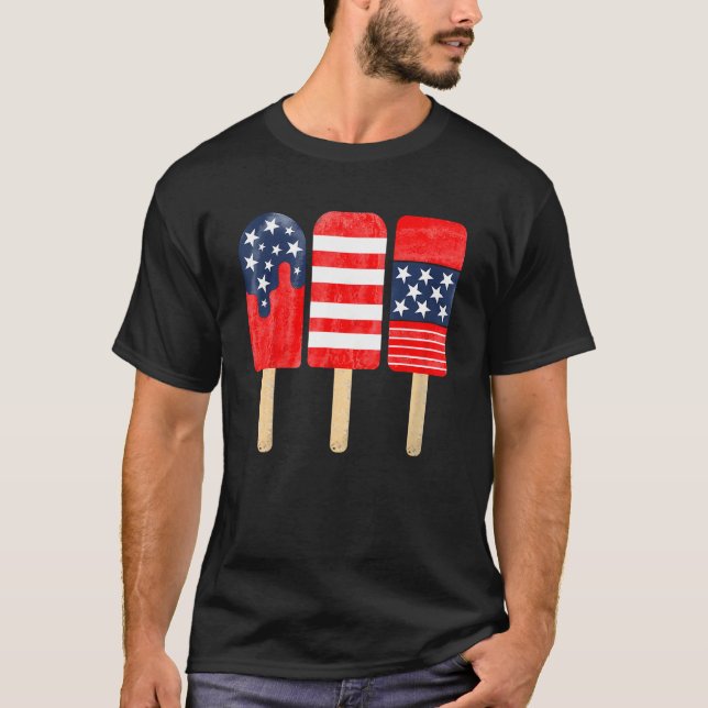 Camiseta 4th of July Popsicle Red White Blue American Flag  (Frente)
