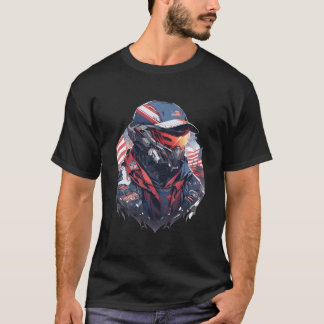 Camiseta 4Th Of July Robot Usa Flag American Patriotic Robo