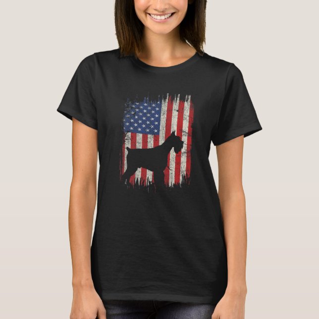 Camiseta 4th Of July Schnauzer American Flag Patriotic Dog  (Frente)