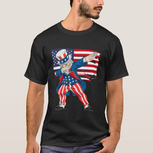 Camiseta 4th Of July Shirts For Kids Funny Dabbing Uncle Sa (Frente)